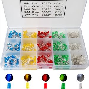 3mm LED Light Kit 500 2Pin Round Red Yellow Green Blue White CESFONJER-0