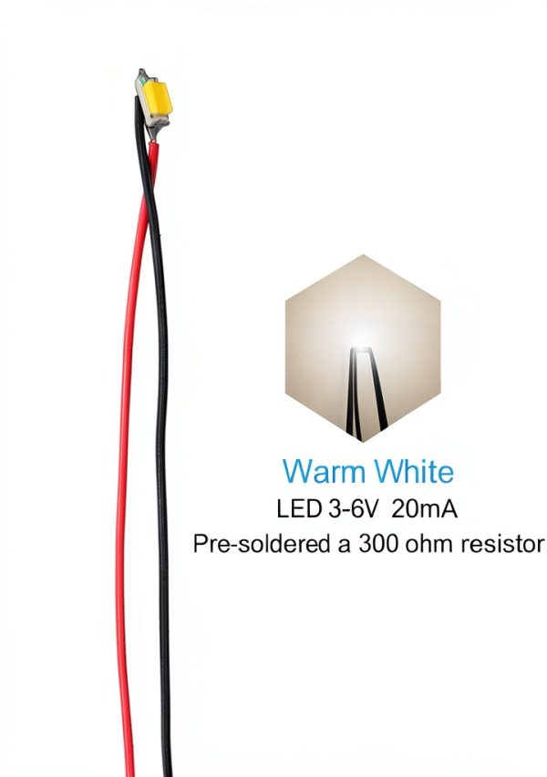 0603 Pre-Wired Micro LED 12pcs 3-6V Warm White SMD for Model Building-1